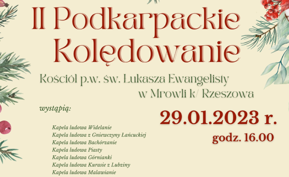 II Podkarpackie Kolędowanie – Mrowla, 29. stycznia 2023 r. g. 16.00 <span class=